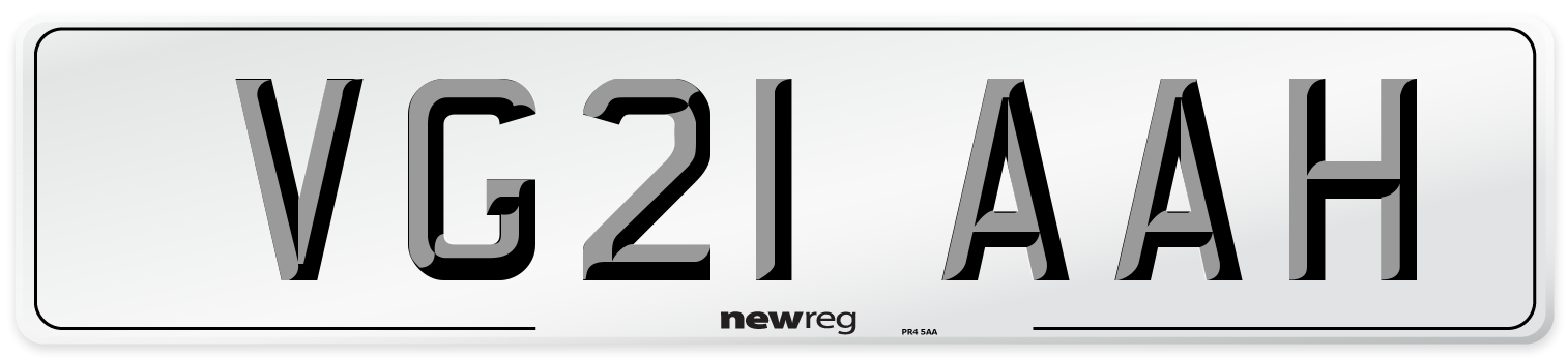 VG21 AAH Number Plate from New Reg